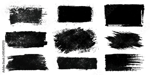Hand drawn grunge brush stroke collection. dirty paint stains splatter effects and rough artistic design.