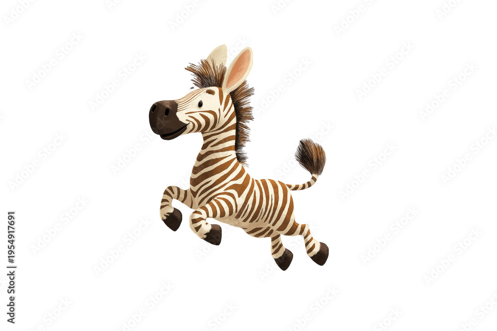 Fototapeta premium Funny Cartoon Zebra Leaping Through the Air
