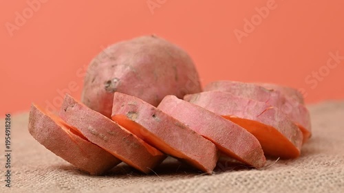 video of a raw sweet potato