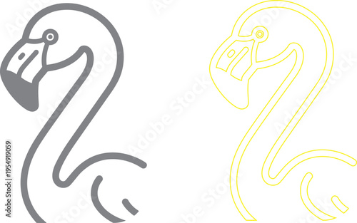 A simple line drawing of a flamingo isolated on transparent background