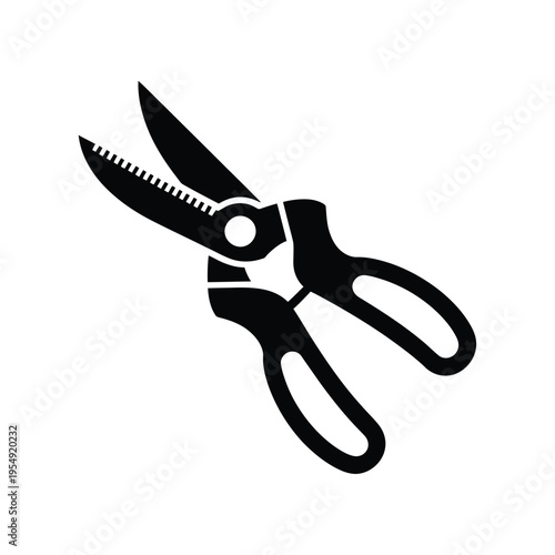 Black silhouette of open kitchen shears a cutting tool for food