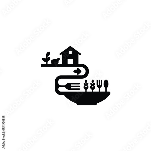 Farm to table concept a house garden and dining utensils combine