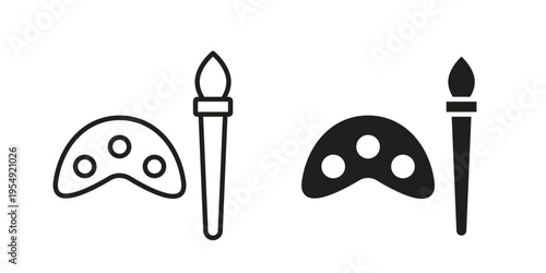 Brush and Palette icon for ui app design and web designs