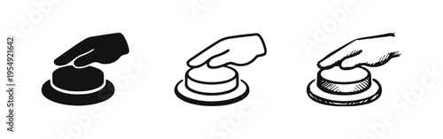 Hand Pressing a Button Icon Set - Call to Action and Activation