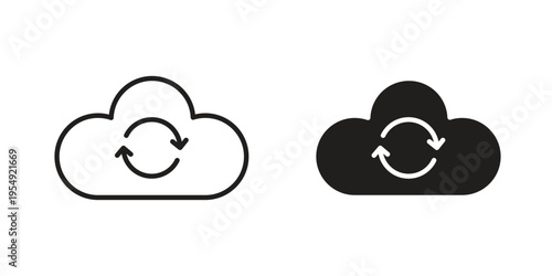 Cloud sync icon for ui app design and web designs