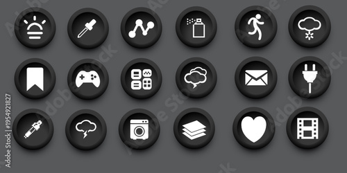 User interface icon set. Basic UI and UX solid icons design. Pack of vector symbol illustration collection