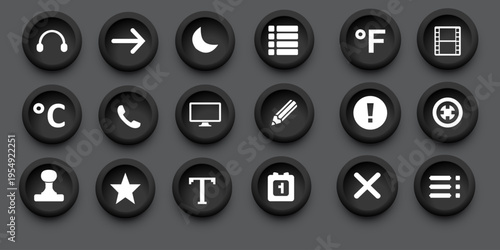 User interface icon set. Basic UI and UX solid icons design. Pack of vector symbol illustration collection