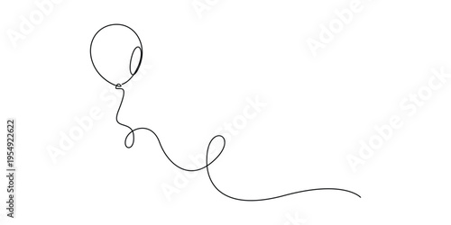 Minimalist continuous line drawing of a party balloon isolate vector design 