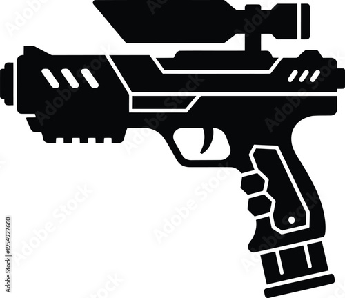 Black Silhouette Of A Futuristic Laser Gun