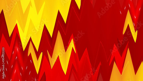 Jagged zigzag abstract pattern in red orange and yellow shades resembling flames or lightning bolts with dynamic energetic design