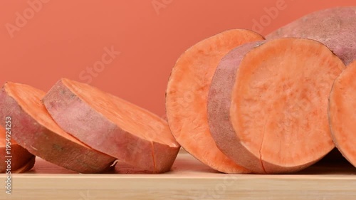 video of a raw sweet potato