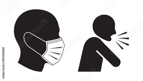 Respiratory Infection Prevention Mask And Cough Transmission Illustration Representing Public Health Policy Workplace Safety Compliance And Pandemic Risk Management Strategy