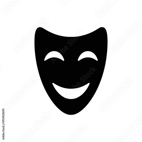Black Comedy Theater Mask with Smiling Expression