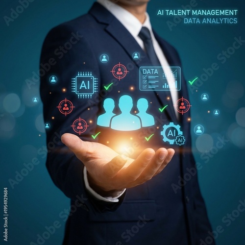 Businessman in dark professional suit in corporate setting