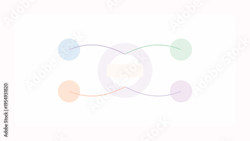 Pastel startup community platform background with orbiting sections, friendly circles and spacious social interface composition design