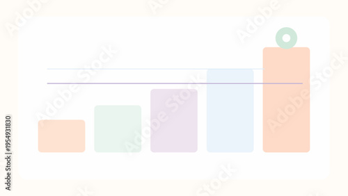 Pastel startup investor pitch background with stepped growth blocks, calm editorial spacing and premium business presentation composition