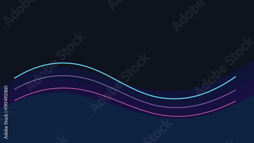 Synthetic wave core neon technology background with layered oscillation bands and luminous abstract motion for future digital products