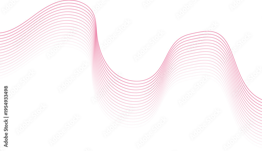 Fototapeta premium Flowing pink gradient lines forming abstract wave pattern on white background vector