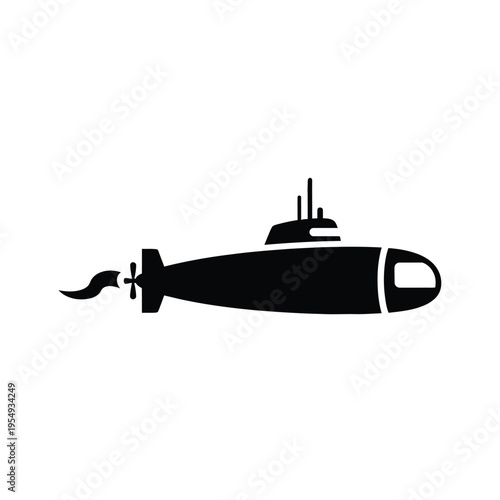 Black Submarine Silhouette Icon 2.