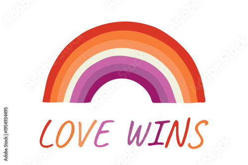 Colorful rainbow shape Lesbian pride flag Happy pride day LGBTQIA community Pride Month Vector hand drawn doodle for posters, stickers, logo, cards