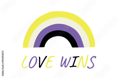 Colorful rainbow shape Non-binary pride flag Happy pride day LGBTQIA community Pride Month Vector hand drawn doodle for posters, stickers, logo, cards