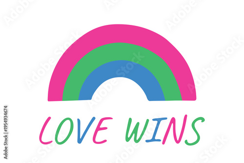 Colorful rainbow shape Polysexual pride flag Happy pride day LGBTQIA community Pride Month Vector hand drawn doodle for posters, stickers, logo, cards