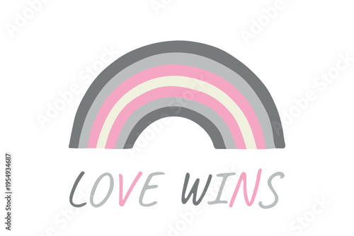 Colorful rainbow shape Demigirl pride flag Happy pride day LGBTQIA community Pride Month Vector hand drawn doodle for posters, stickers, logo, cards