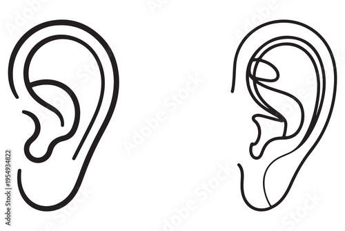 Human ear silhouette icon hearing sense anatomy illustration

