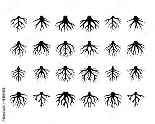 Root texture pattern background, abstract underground network graphic for nature retreat banner, agriculture presentation, ecosystem concept, seamless vector design element