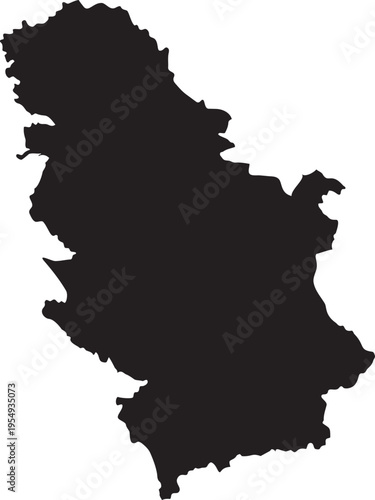 Black silhouette map of Serbia a simple vector illustration representing the countrys geography for travel or informational purposes isolated on a white background