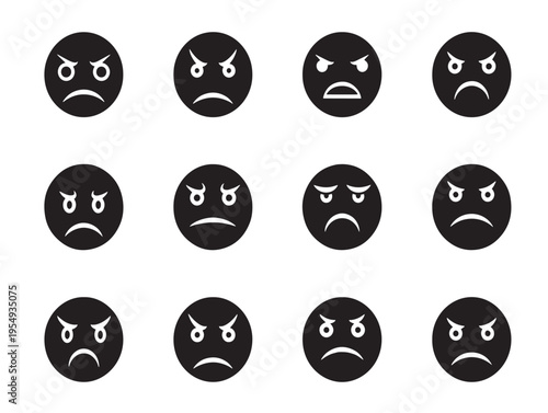 A set of sad emoticon faces