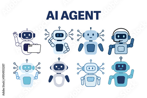 Friendly AI Agent Mascot for Autonomous Customer Support and Neural Network Chatbot Workflow.  