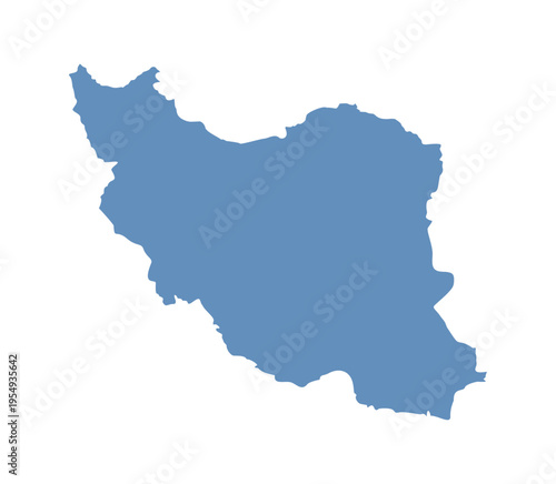 Blue Iran map isolated on white background, flat vector illustration