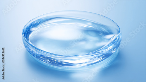 Water Fills Glass Bowl on Soft Blue Background Generates Serene Clarity