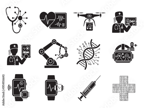 A collection of various industrial and technical icons