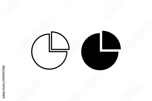 Pie chart diagram icon outline and solid