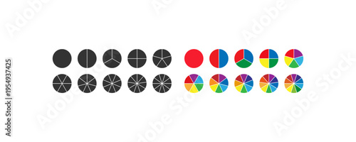 Color palette wheel and grayscale spectrum icons set