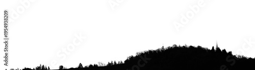 Konstfotografi Black silhouette of a forested hill and tree line isolated on a transparent background