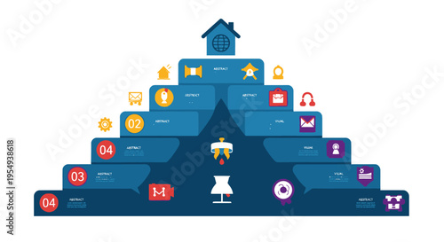 Infographic Pyramid with Icons: Business Growth, Strategy, and Success Steps