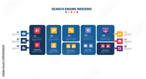 Search Engine Indexing Process Flowchart with Icons
