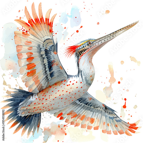 watercolor of Flying Fish, isolated on a white background.