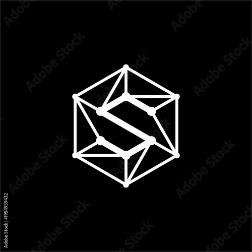 A modern, structural logo featuring letter S inside a multifaceted geometric hexagon mesh network.