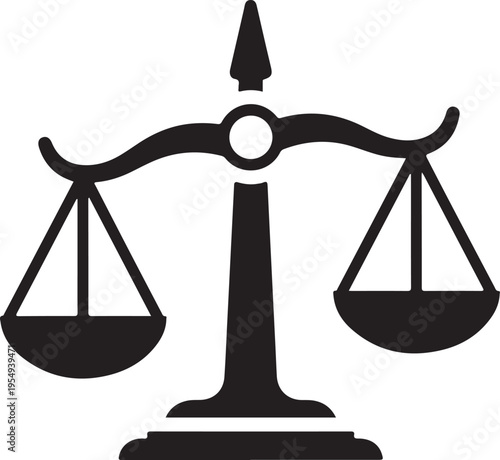 Simple black silhouette of balance scales icon for justice and equality concepts  symbol of law and order
