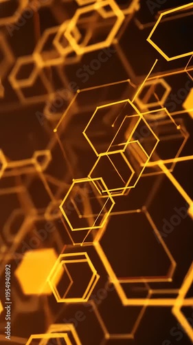 Golden hexagons pattern background