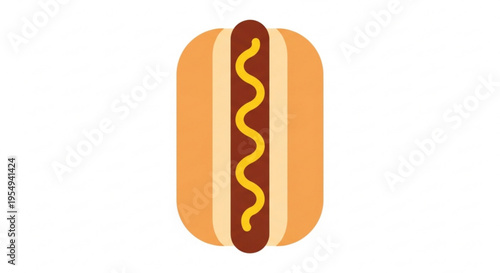 Delicious hot dog with mustard on a bun isolated on white background tasty food illustration