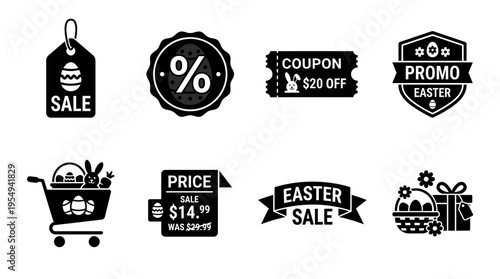 Easter Promotion Sale Vector Labels Collection