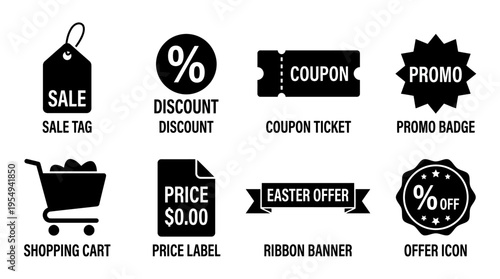 Easter Promotion Sale Vector Labels Collection