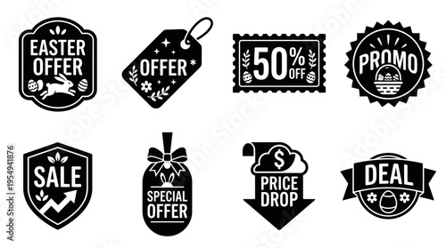 Easter Sale Offer Vector Labels Collection
