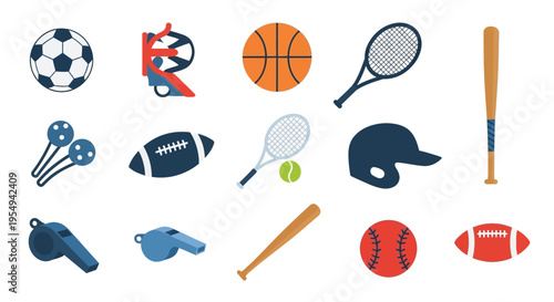 Collection of various sports equipment for different athletic activities.