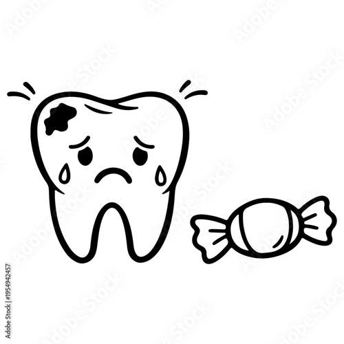 tooth with apple and tooth